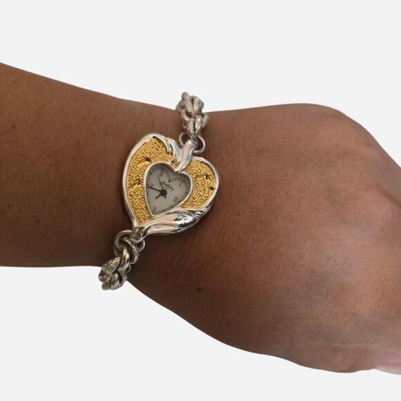 Working 90s Gorham Heart Watch - Sterling Silver Band main image 6